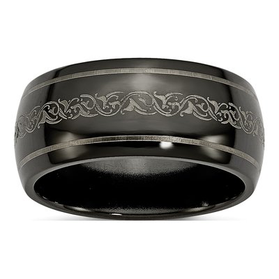 Titanium 10mm Black Domed Wedding Band