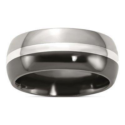 Titanium & Sterling Silver 9mm Inlay Wedding Band