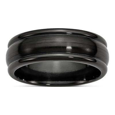 Titanium 8mm Black Domed Wedding Band