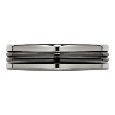 Titanium 6mm Black Grooved Wedding Band – view 4