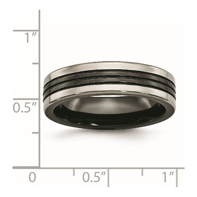 Titanium 6mm Black Grooved Wedding Band – view 6