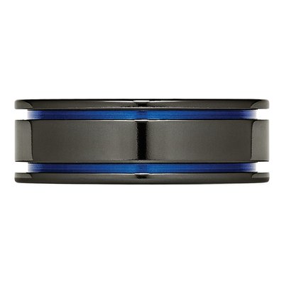 Titanium 8mm Black Blue Anodized Comfort-Fit Wedding Band – view 5