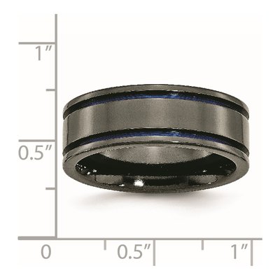Titanium 8mm Black Blue Anodized Comfort-Fit Wedding Band – view 8