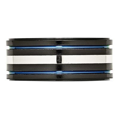 Titanium & Sterling Silver 10mm Black Blue Wedding Band – view 4