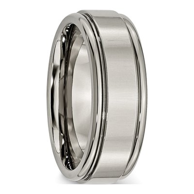 Titanium 8mm Grooved Comfort-Fit Wedding Band – view 5