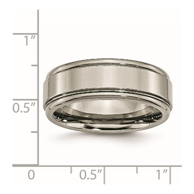 Titanium 8mm Grooved Comfort-Fit Wedding Band – view 7