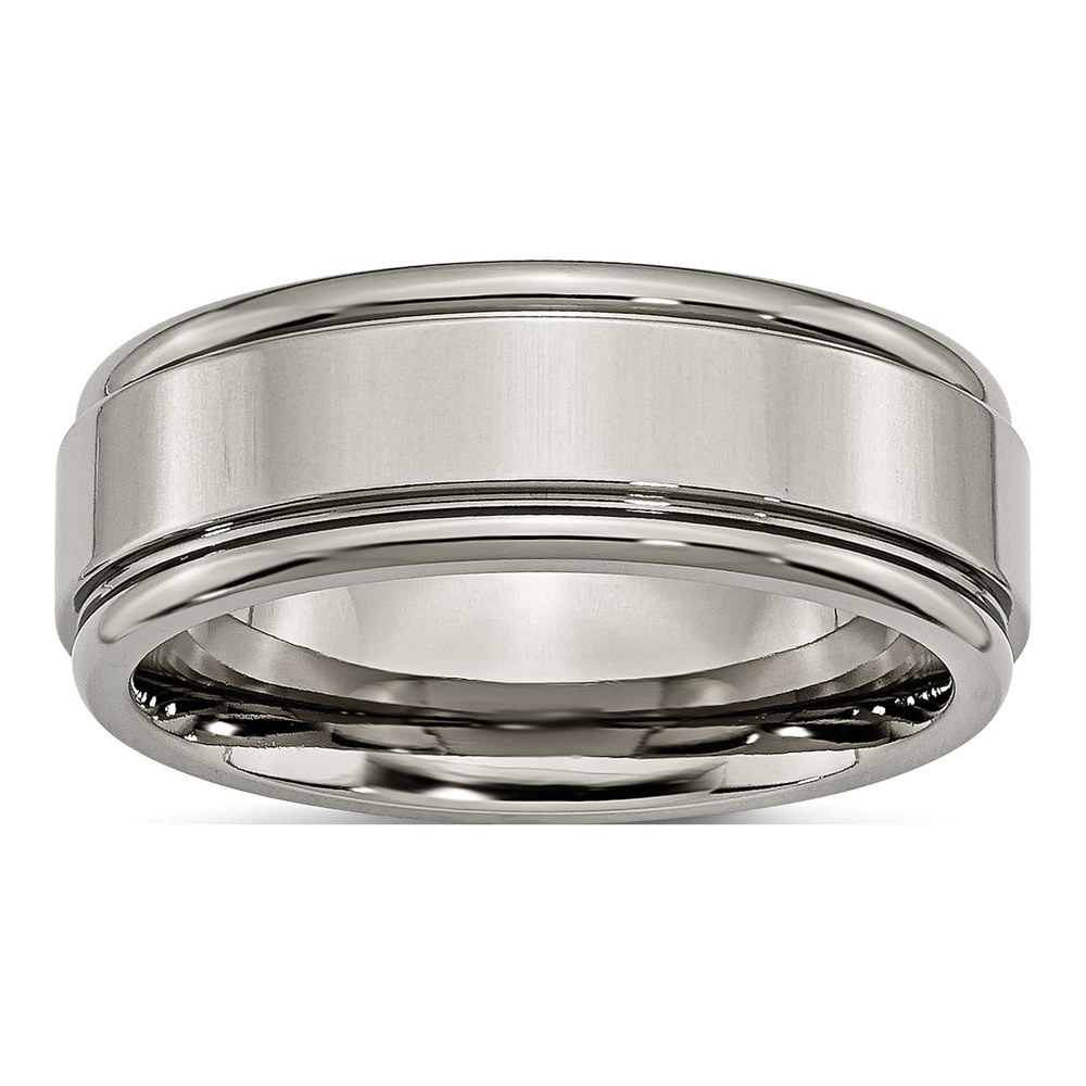 Titanium 8mm Grooved Comfort-Fit Wedding Band