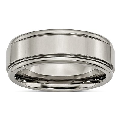 Titanium 8mm Grooved Comfort-Fit Wedding Band