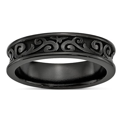 Titanium 5.5mm Black Concave Wedding Band