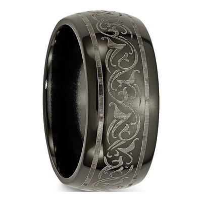 Men's Black Titanium 10mm Domed Wedding Band – view 5