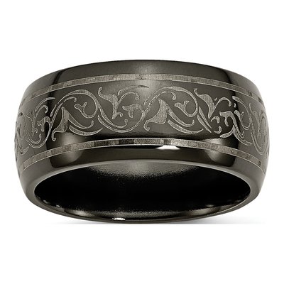 Titanium 10mm Black Domed Wedding Band