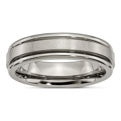 Titanium 6mm Grooved Comfort-Fit Wedding Band