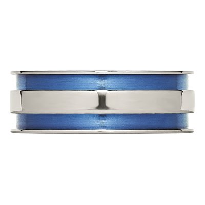 Titanium 8.5mm Blue Anodized Grooved Wedding Band – view 4