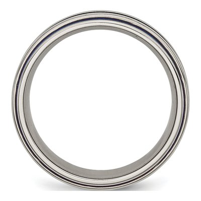 Titanium 8mm Blue Triple Groove Wedding Band – view 3