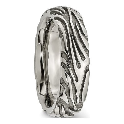 Titanium 7mm Grey Safari Etched Wedding Band – view 5