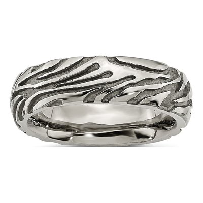 Titanium 7mm Grey Safari Etched Wedding Band