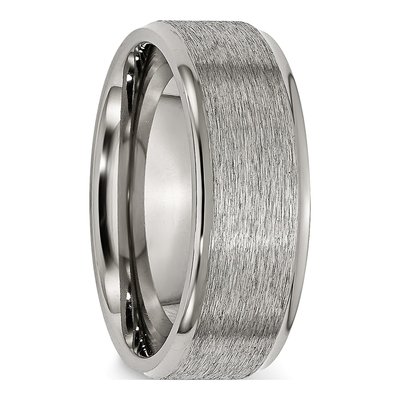 Titanium 8mm Ridged Edge Comfort-Fit Wedding Band – view 5