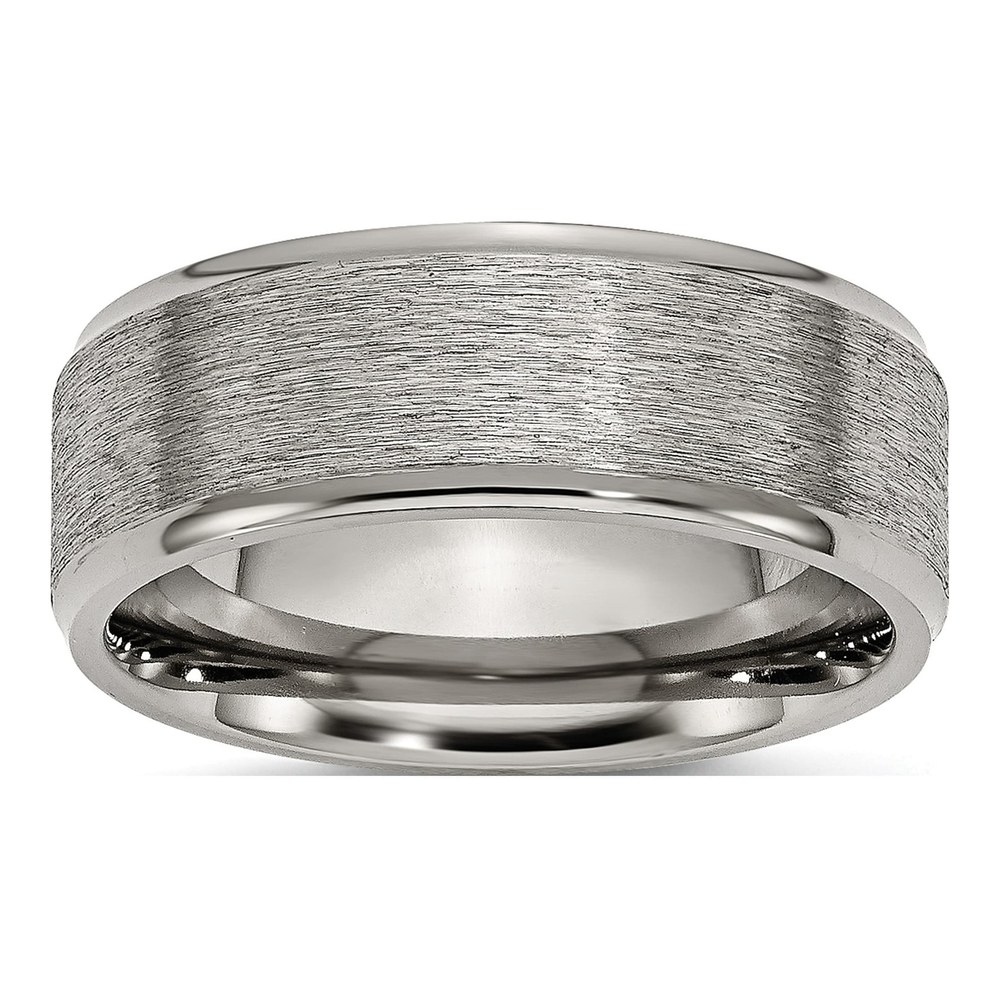 Titanium 8mm Ridged Edge Comfort-Fit Wedding Band