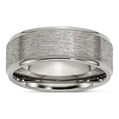 Titanium 8mm Ridged Edge Comfort-Fit Wedding Band