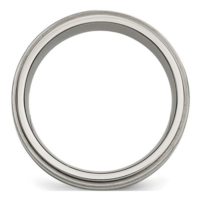 Titanium & Sterling Silver 7mm Argentium Ridged Wedding Band – view 3