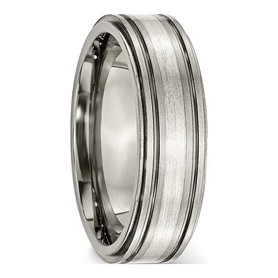 Titanium & Sterling Silver 7mm Argentium Ridged Wedding Band – view 5