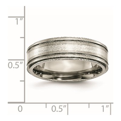 Titanium & Sterling Silver 7mm Argentium Ridged Wedding Band – view 7