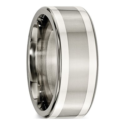 Titanium & Sterling Silver 9mm Argentium Inlay Wedding Band – view 5