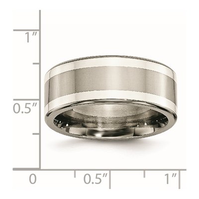 Titanium & Sterling Silver 9mm Argentium Inlay Wedding Band – view 7