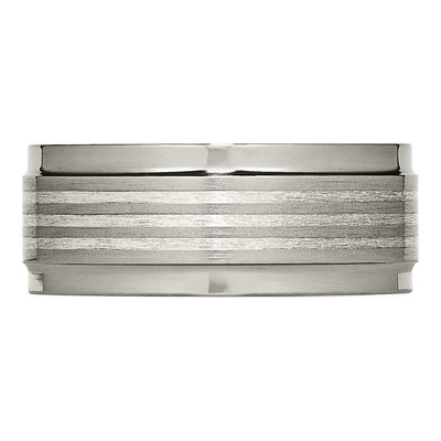 Titanium & Sterling Silver 9mm Argentium Ridged Wedding Band – view 4
