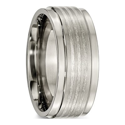 Titanium & Sterling Silver 9mm Argentium Ridged Wedding Band – view 5