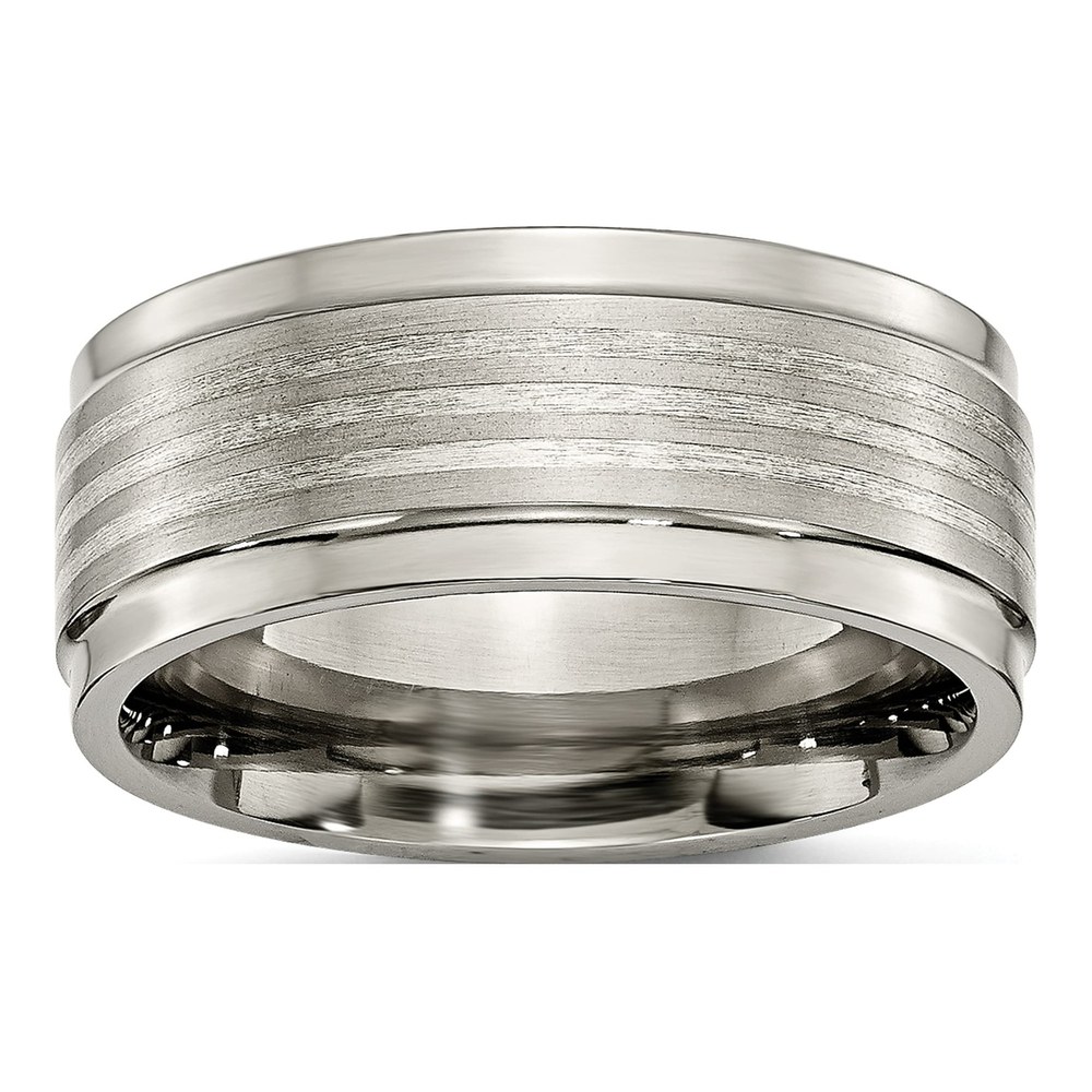 Titanium & Argentium Silver Ridged Wedding Band