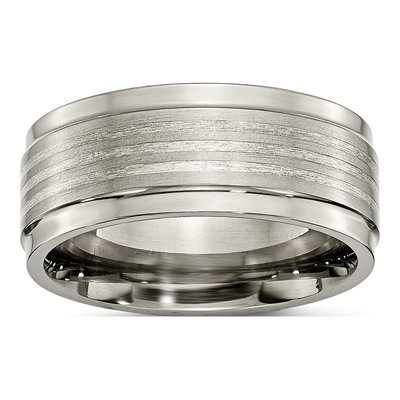 Titanium & Sterling Silver 9mm Argentium Ridged Wedding Band