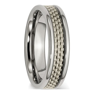 Titanium 6mm Grey Carbon Fiber Wedding Band – view 5