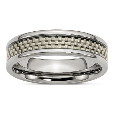 Titanium 6mm Grey Carbon Fiber Wedding Band