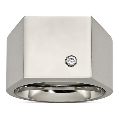 Titanium CZ Signet Ring