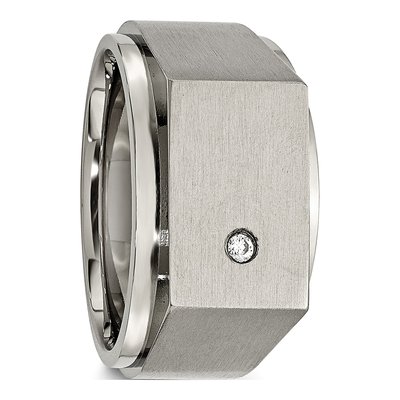 Titanium CZ Square Signet Ring – view 6