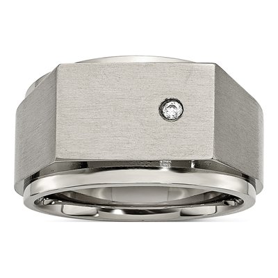 Titanium CZ Square Signet Ring