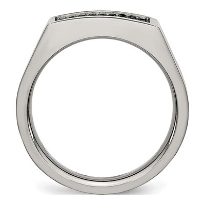 Black Titanium CZ Signet Ring – view 3
