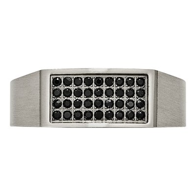 Black Titanium CZ Signet Ring – view 5