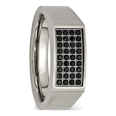Black Titanium CZ Signet Ring – view 6