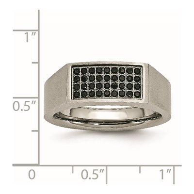 Black Titanium CZ Signet Ring – view 8
