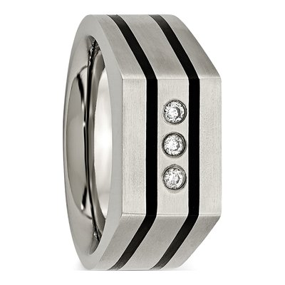 Black Titanium CZ Signet Ring – view 6