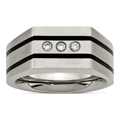 Black Titanium CZ Signet Ring