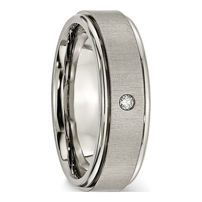 Titanium 1/20 ct tw Diamond Rounded Edge Wedding Band – view 6