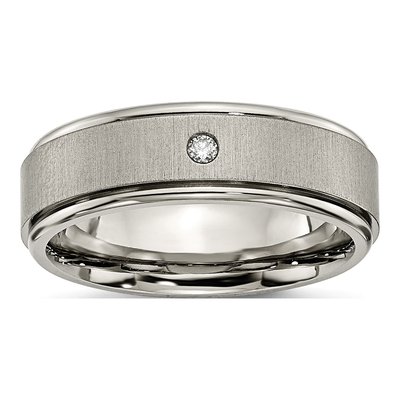 Titanium 1/20 ct tw Diamond Rounded Edge Wedding Band