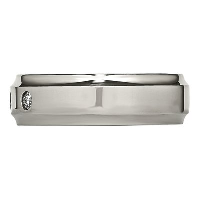 Titanium 1/5 ct tw Diamond Ridged Wedding Band – view 4