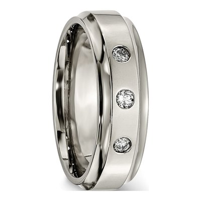 Titanium 1/5 ct tw Diamond Ridged Wedding Band – view 6
