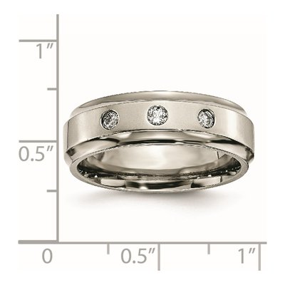Titanium 1/5 ct tw Diamond Ridged Wedding Band – view 8