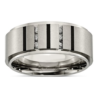 Black Titanium 1/7 ct tw Diamond Wedding Band
