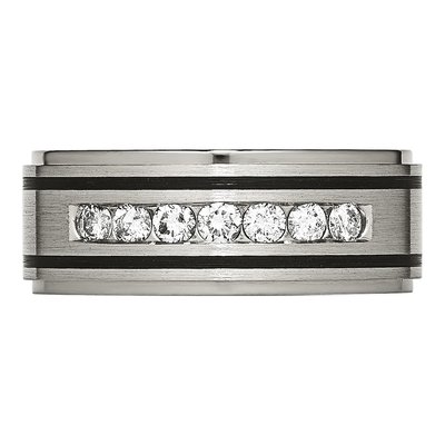 Titanium 1/2 ct tw Diamond Enameled Wedding Band – view 5